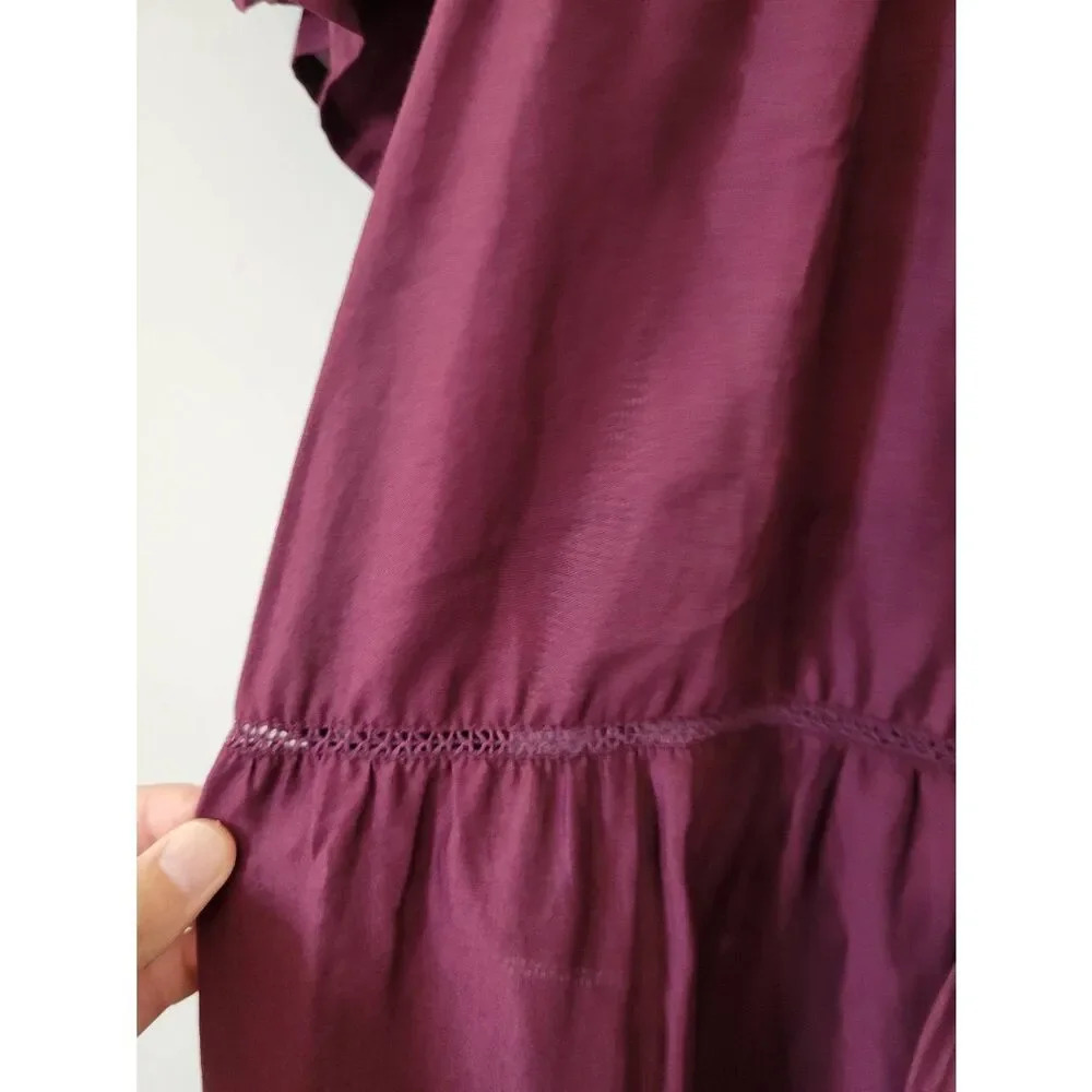Wine Ruffled Tiered Midi Sundress - Picture 11 of 12